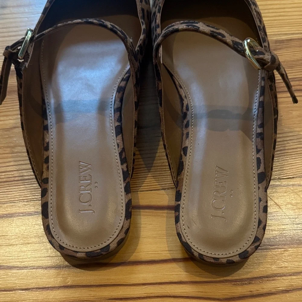 NWOT J. Crew Brown Leopard Print Mary Jane Strap Mules size Women’s 9 - Picture 4 of 9